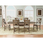 Ensemble de salle à manger 7 pièces extensible en bois – Table et 6 chaises, pin marron glacé