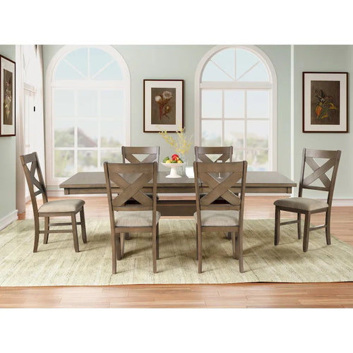 Ensemble de salle à manger 7 pièces extensible en bois – Table et 6 chaises, pin marron glacé