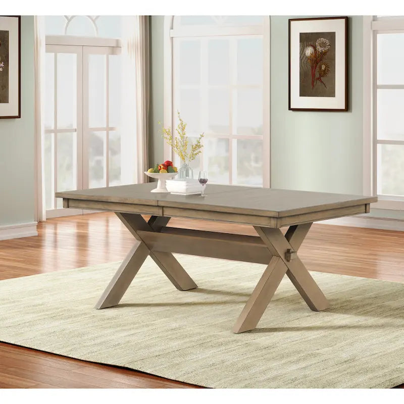 Ensemble de salle à manger 7 pièces extensible en bois – Table et 6 chaises, pin marron glacé