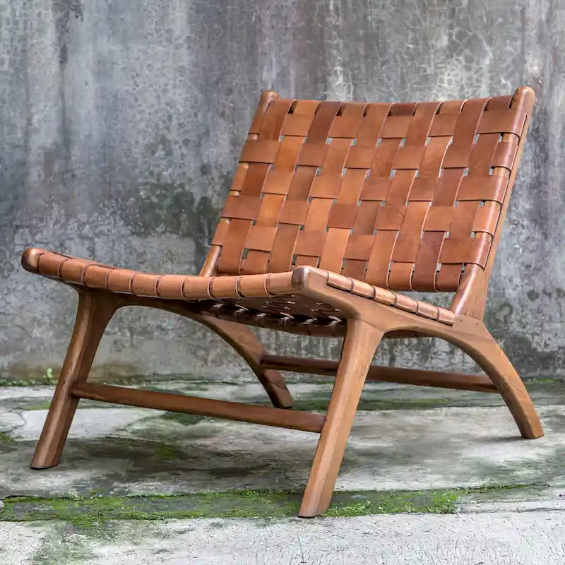 Fauteuil d'appoint en cuir tressé – Design tressé, Siège d'exception fabriqué à la main