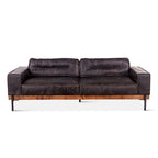 Chiavari Distressed Antique Ebony Leather Sofa
