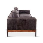 Canapé Chiavari en cuir ébène vieilli – Assise classique capitonnée pour salon