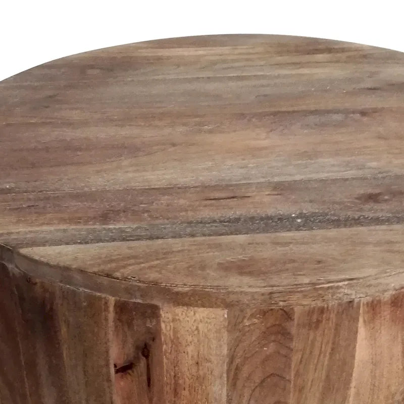 Table d'appoint ronde en manguier marron