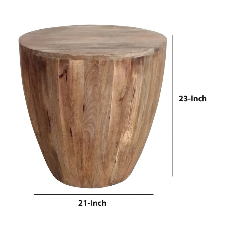 Table d'appoint ronde en manguier marron