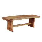 Banc sans dossier en bois de Suar massif à bord naturel – Fait main, 175 cm de large, Intérieur/Extérieur