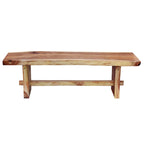 Banc sans dossier en bois de Suar massif à bord naturel – Fait main, 175 cm de large, Intérieur/Extérieur