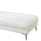 Ottoman en similicuir collé blanc, de style moderne