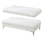 Ottoman en similicuir collé blanc, de style moderne