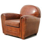 Fauteuil club en cuir véritable – Marron, Siège d'appoint classique pour salon
