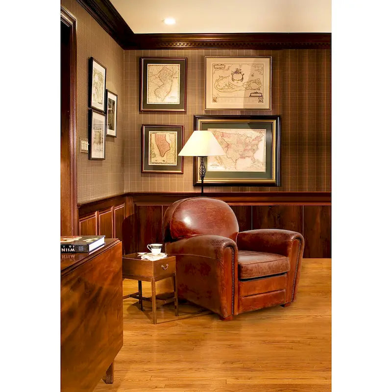Fauteuil club en cuir véritable – Marron, Siège d'appoint classique pour salon