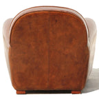 Fauteuil club en cuir véritable – Marron, Siège d'appoint classique pour salon