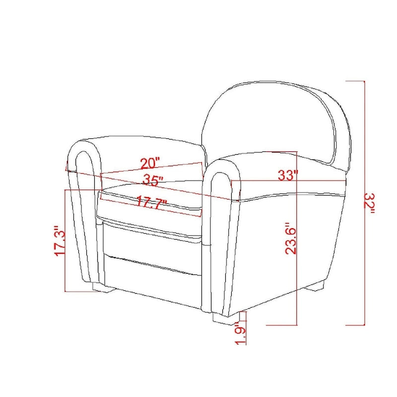 Fauteuil club en cuir véritable – Marron, Siège d'appoint classique pour salon