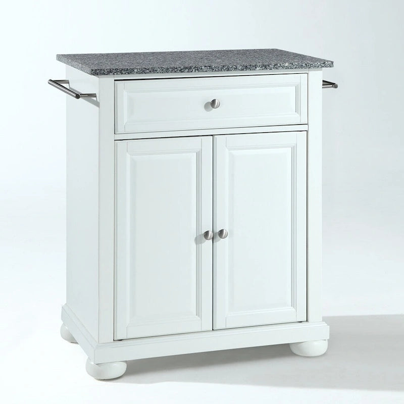 Îlot de cuisine portable blanc avec plateau en granit