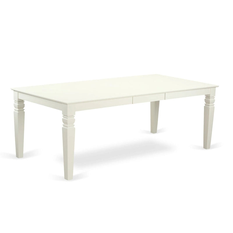 Ensemble table à manger rectangulaire et chaises à assise en bois – Fini blanc lin