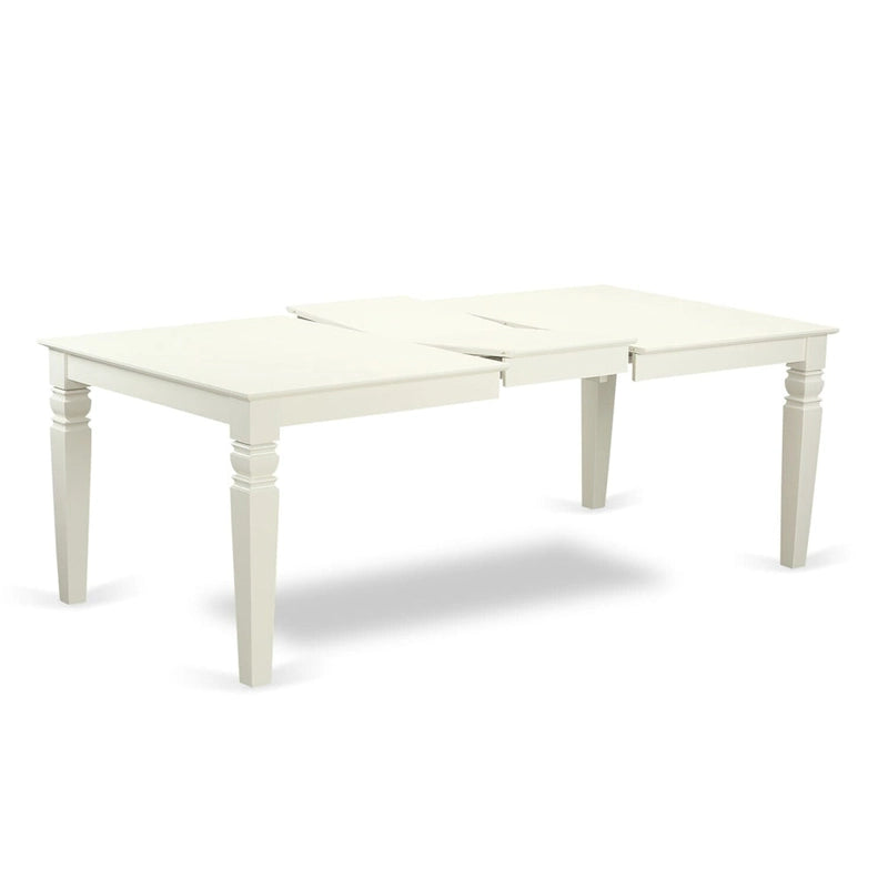 Ensemble table à manger rectangulaire et chaises à assise en bois – Fini blanc lin