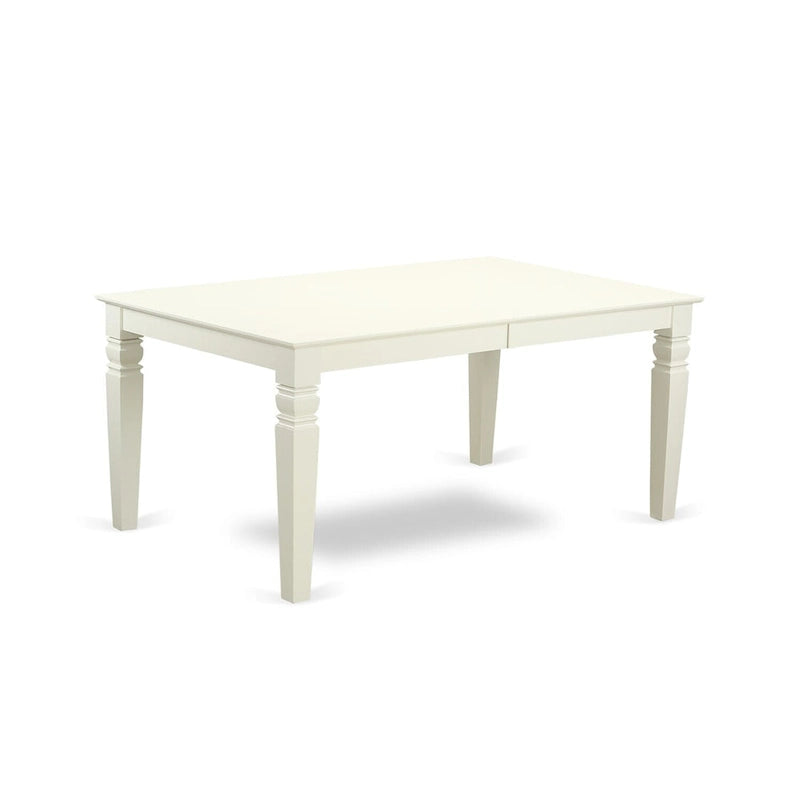 Ensemble table à manger rectangulaire et chaises à assise en bois – Fini blanc lin