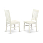 Ensemble table à manger rectangulaire et chaises à assise en bois – Fini blanc lin