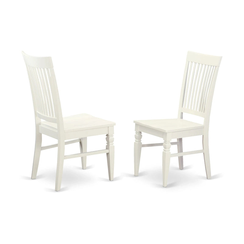 Ensemble table à manger rectangulaire et chaises à assise en bois – Fini blanc lin
