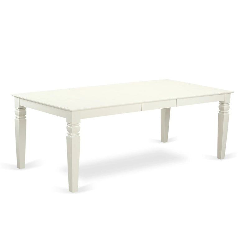 Ensemble table à manger rectangulaire et chaises à assise en bois – Fini blanc lin