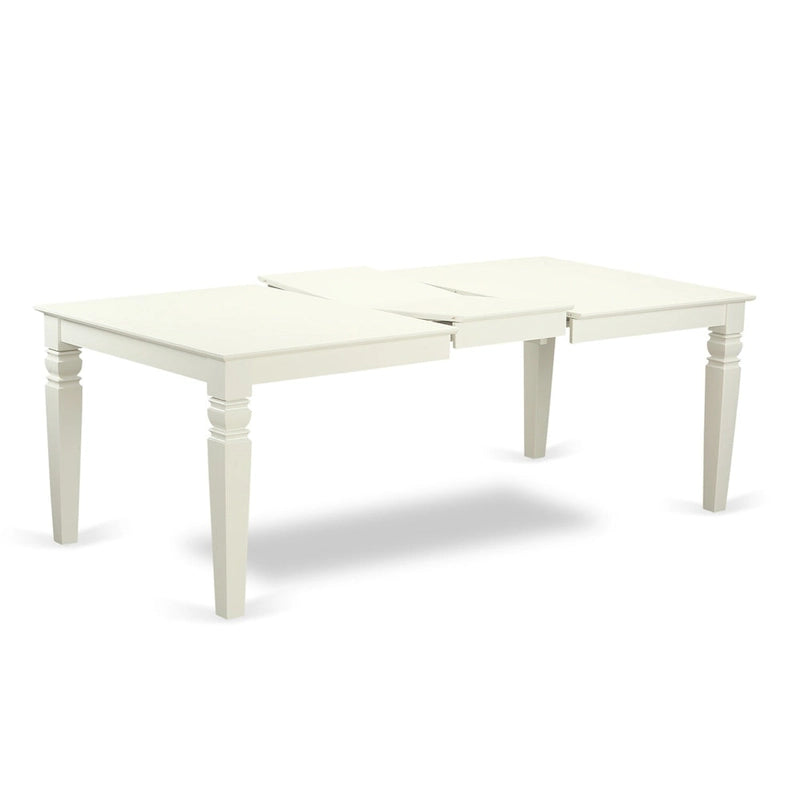 Ensemble table à manger rectangulaire et chaises à assise en bois – Fini blanc lin