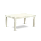 Ensemble table à manger rectangulaire et chaises à assise en bois – Fini blanc lin