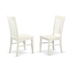 Ensemble table à manger rectangulaire et chaises à assise en bois – Fini blanc lin