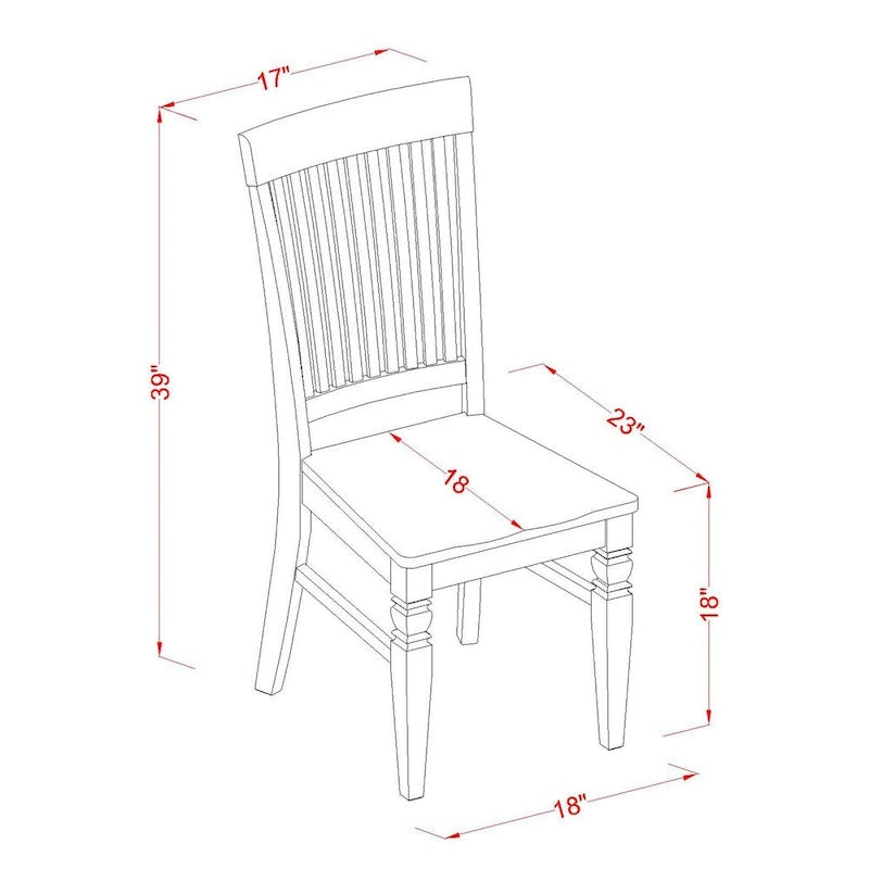 Ensemble table à manger rectangulaire et chaises à assise en bois – Fini blanc lin