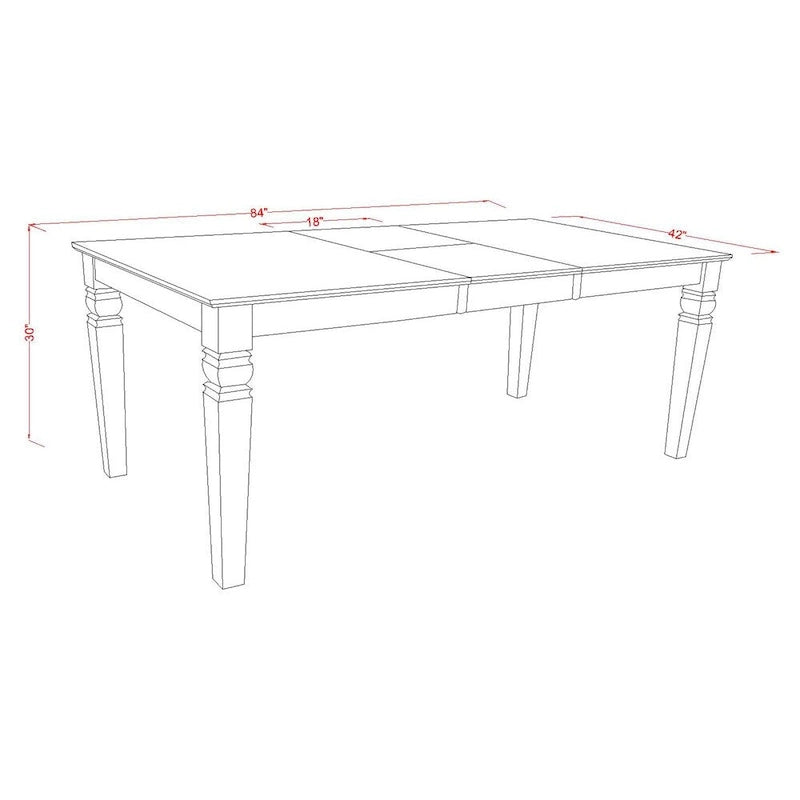 Ensemble table à manger rectangulaire et chaises à assise en bois – Fini blanc lin