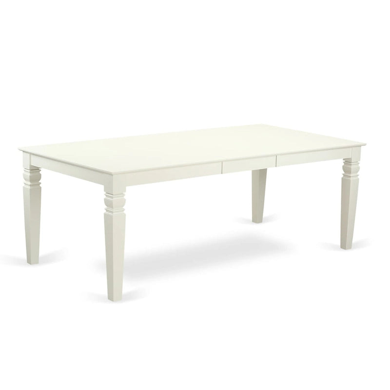 Ensemble table à manger rectangulaire et chaises à assise en bois – Fini blanc lin
