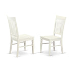 Ensemble table à manger rectangulaire et chaises à assise en bois – Fini blanc lin