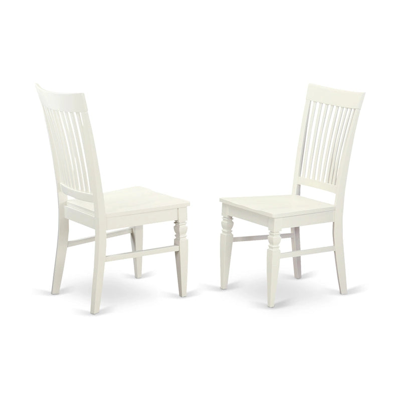 Ensemble table à manger rectangulaire et chaises à assise en bois – Fini blanc lin