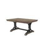 Ensemble de salle à manger 7 pièces – Table couleur bois flotté et chaises rembourrées cloutées