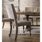 Ensemble de salle à manger 7 pièces – Table couleur bois flotté et chaises rembourrées cloutées