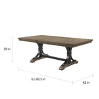 Ensemble de salle à manger 7 pièces – Table couleur bois flotté et chaises rembourrées cloutées