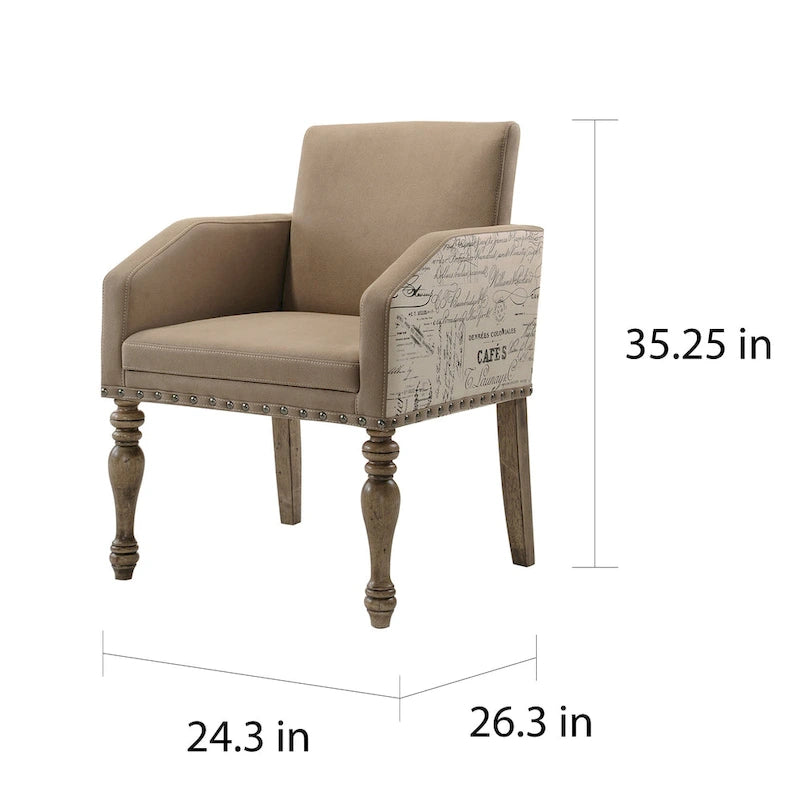Ensemble de salle à manger 7 pièces – Table couleur bois flotté et chaises rembourrées cloutées