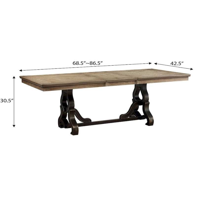 Table à manger Cunningham érable et noire avec rallonge amovible