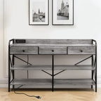 Console étroite avec 3 tiroirs et station de recharge