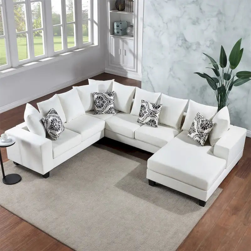 Canapé d'angle moderne en U – Grande taille avec plusieurs oreillers inclus