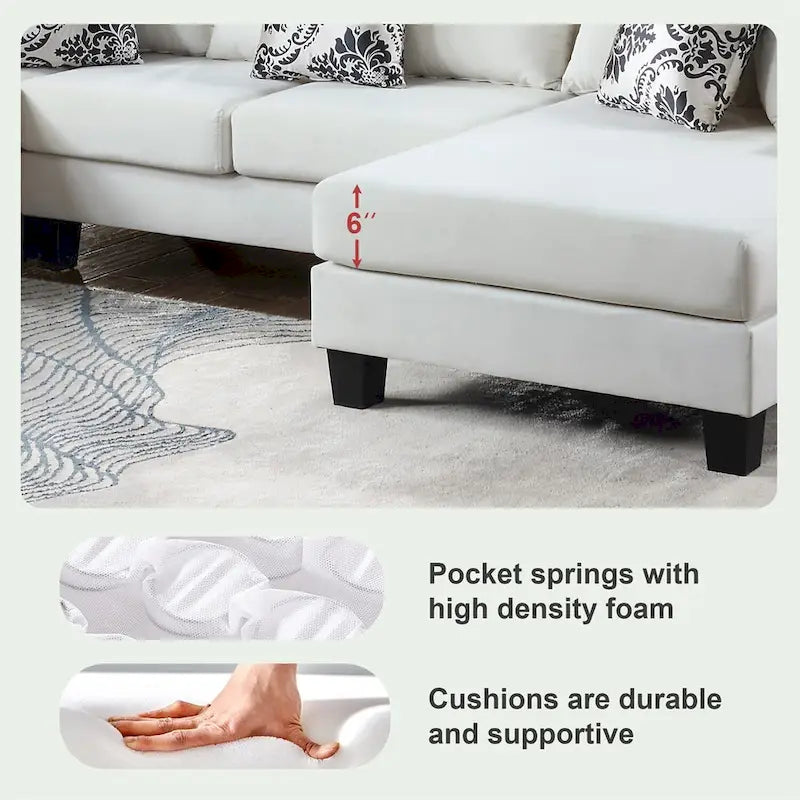 Canapé d'angle moderne en U – Grande taille avec plusieurs oreillers inclus