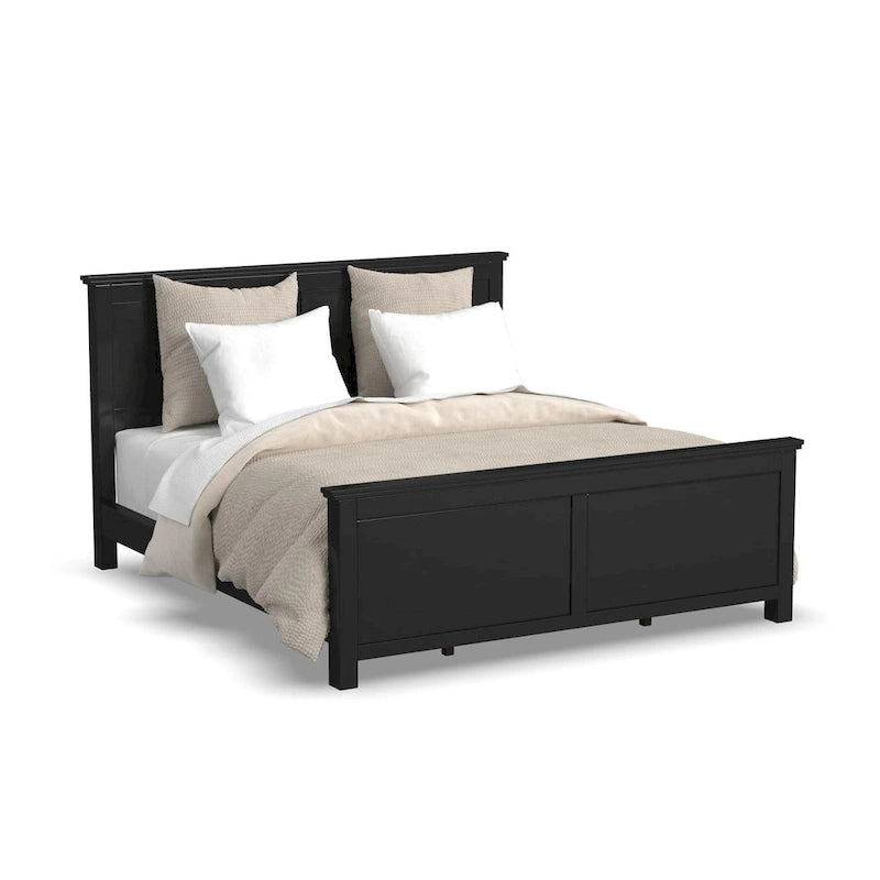 Ensemble de lit king, deux tables de chevet et commode Homestyles 4 pièces en bois noir Oak Park