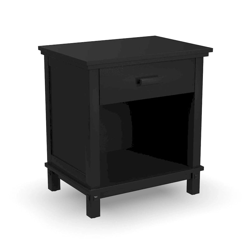 Ensemble de lit king, deux tables de chevet et commode Homestyles 4 pièces en bois noir Oak Park