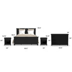 Ensemble de lit king, deux tables de chevet et commode Homestyles 4 pièces en bois noir Oak Park