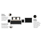 Ensemble de lit king, deux tables de chevet et commode Homestyles 4 pièces en bois noir Oak Park