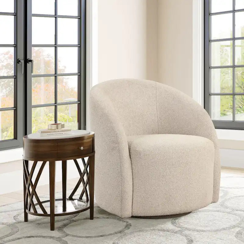 Fauteuil baignoire pivotant avec piètement rembourré