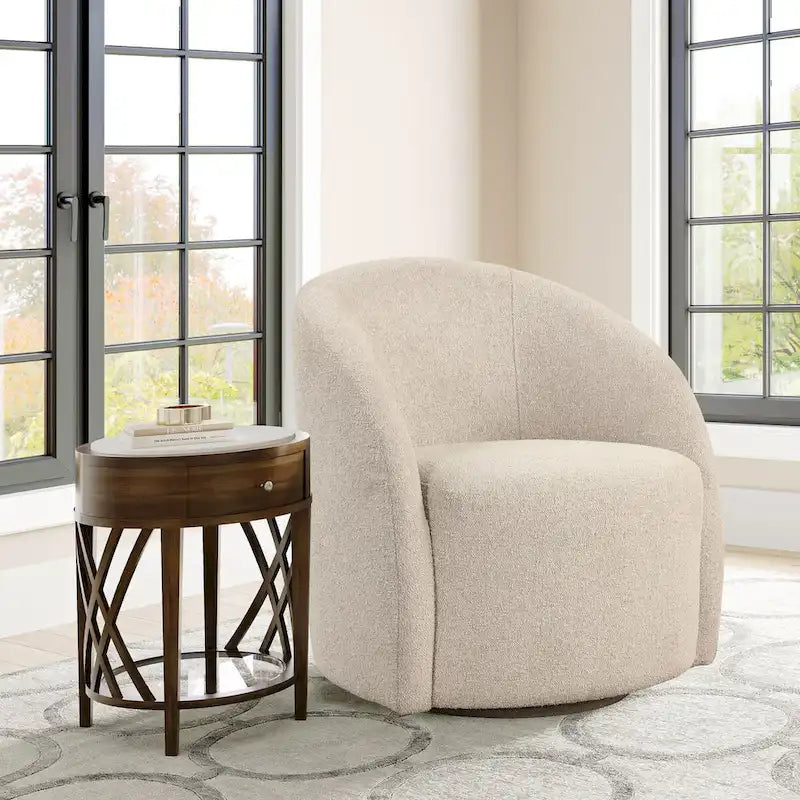 Fauteuil baignoire pivotant avec piètement rembourré