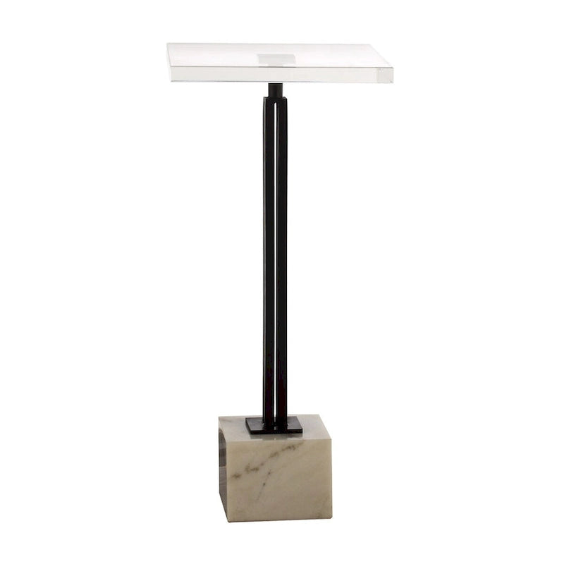 Table d'appoint en marbre noir et blanc avec plateau en verre