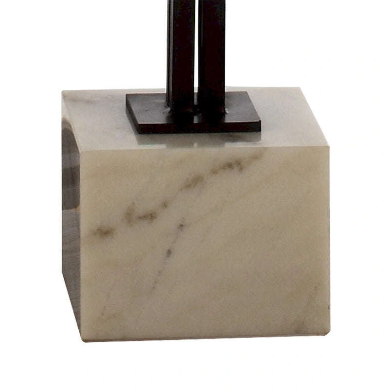 Table d'appoint en marbre noir et blanc avec plateau en verre