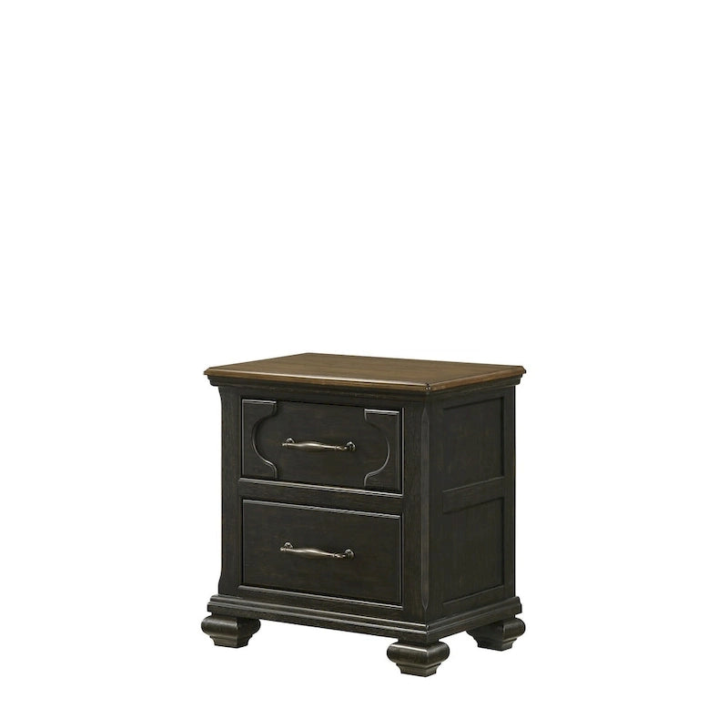 Ensemble de chambre à coucher Josalina 5 pièces marron moderne contemporain en bois massif et placages avec rangement en tissu