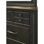Ensemble de chambre à coucher Josalina 5 pièces marron moderne contemporain en bois massif et placages avec rangement en tissu
