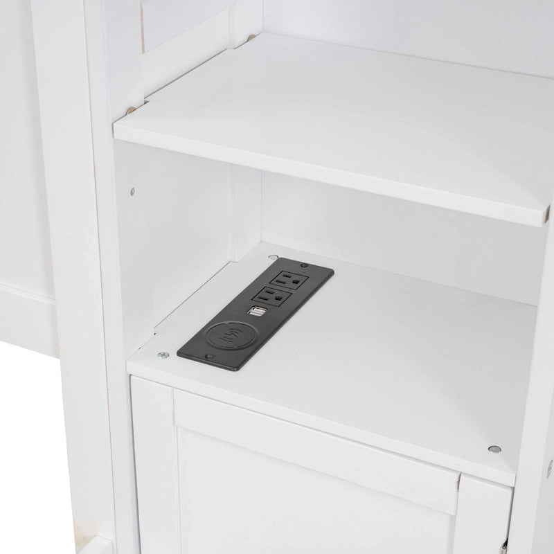 Lit en bois Queen size Nestfair avec armoire tout-en-un